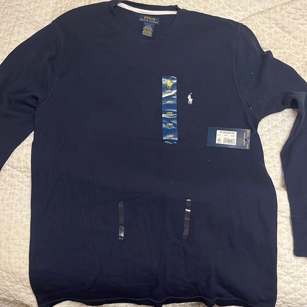 Brand new navy polo long sleeve with tag still attached